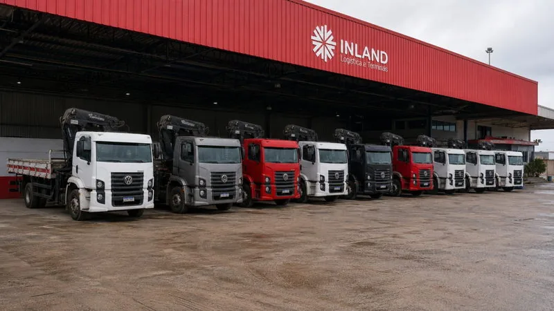 Frota de caminhões munck da Inland para locação